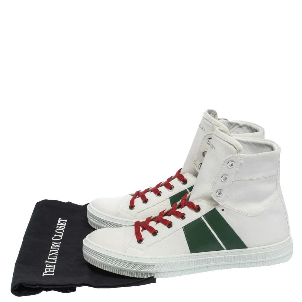 Amiri White/Green Canvas and Leather Sunset High Top Sneakers Size 42 商品