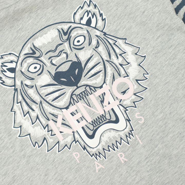 Grey Tiger Print Sleeve T Shirt商品第2张图片规格展示
