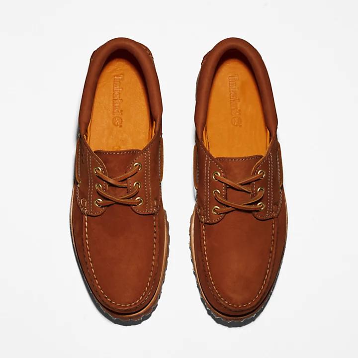 Timberland® 3-Eye Lug Handsewn Boat Shoe for Men in Brown商品第2张图片规格展示