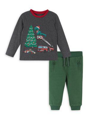 Little Boy's & Boys' Dino & Firetruck Sweater & Joggers Set商品第1张图片规格展示