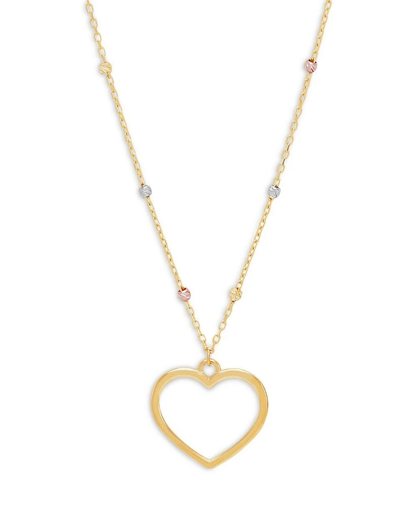 商品Moon & Meadow|14K Yellow Gold Open Heart Pendant Necklace, 17.75",价格¥2622,第1张图片