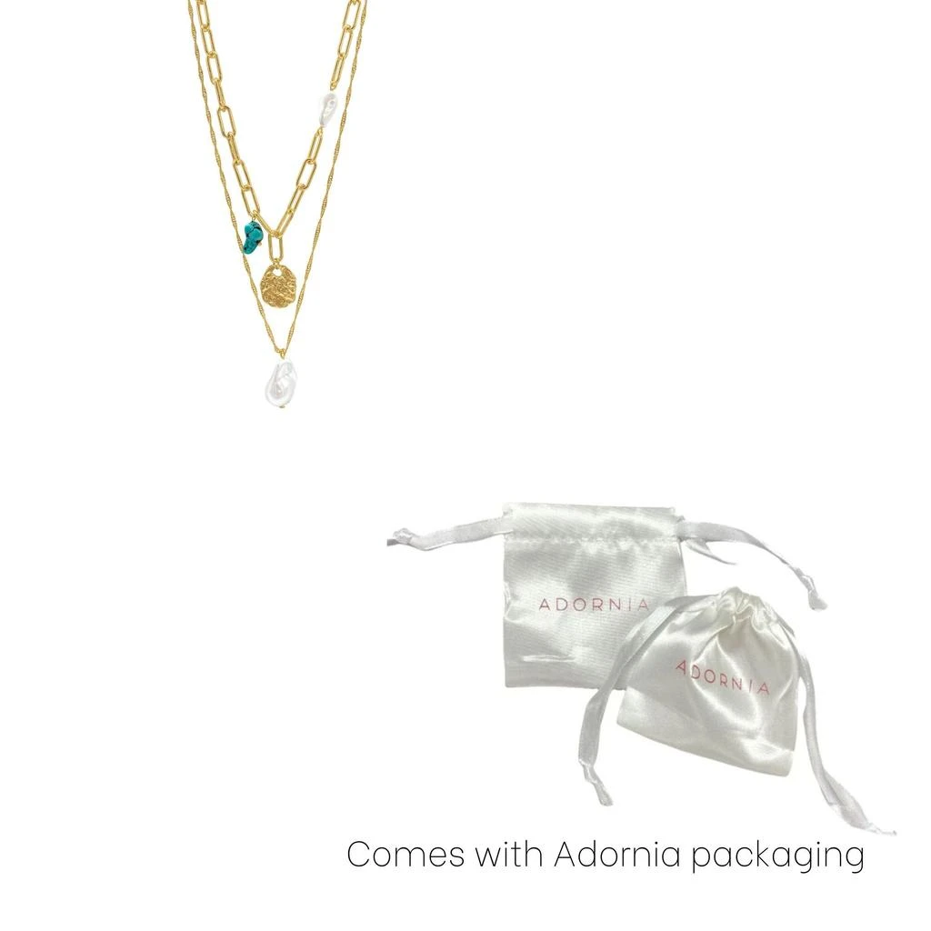 商品ADORNIA|14k Gold Plated Pearl and Turquoise Stone Pendants Layered Necklace,价格¥177,第2张图片详细描述