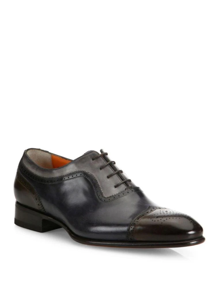 商品Santoni|Carter Multicolor Brogue Leather Oxfords,价格¥2909,第1张图片