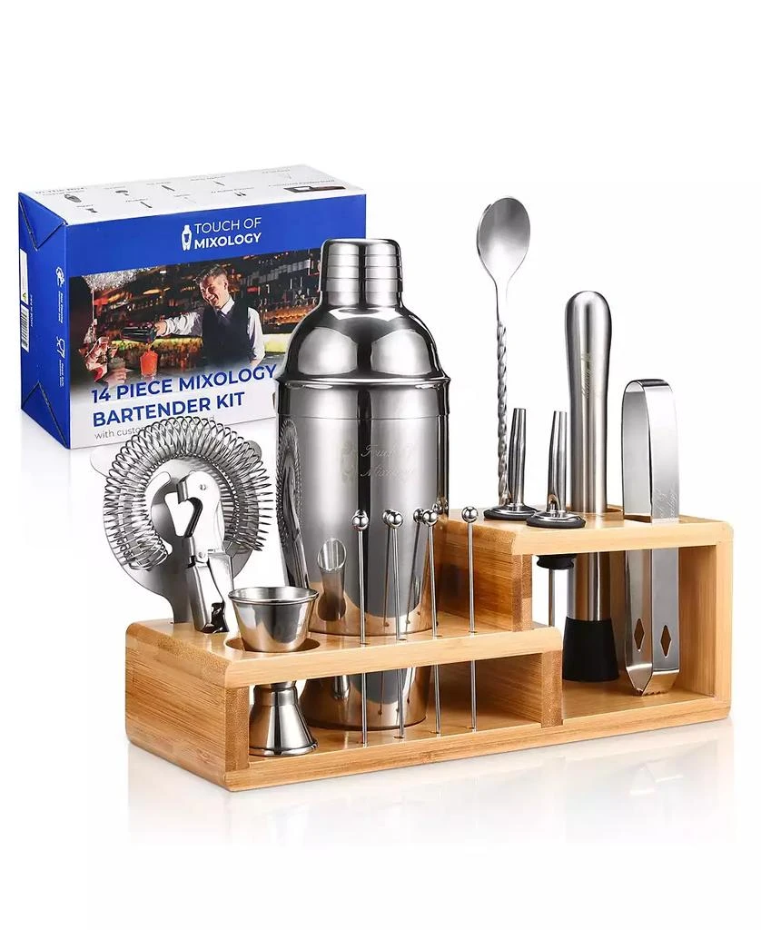 Premium 14 Piece Stainless Steel Bartender Kit with Bamboo Stand 商品