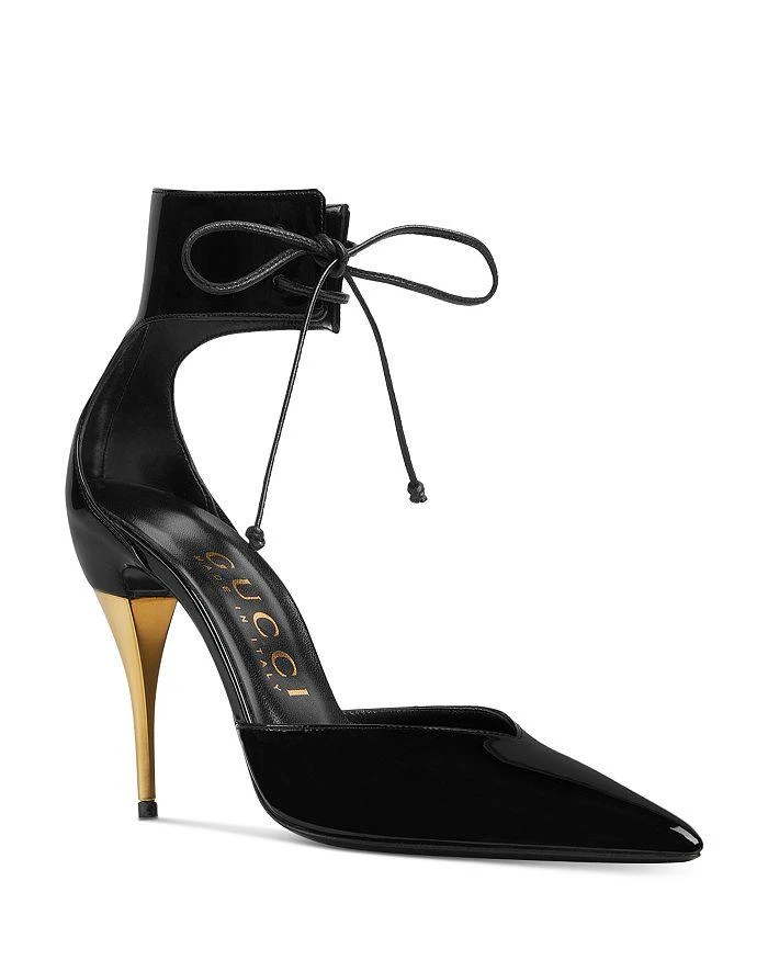 商品Gucci|Women's Pointed Toe Ankle Tie High Heel Pumps,价格¥7455,第1张图片详细描述