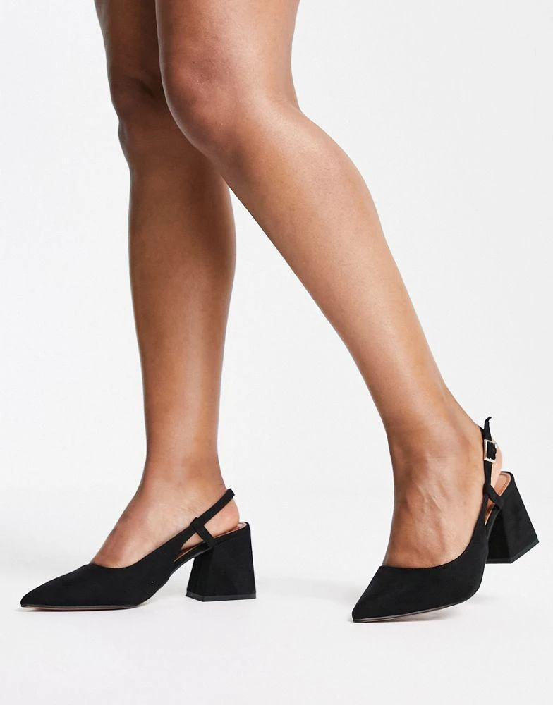商品ASOS|ASOS DESIGN Wide Fit Sydney slingback mid heels in black,价格¥257,第3张图片详细描述