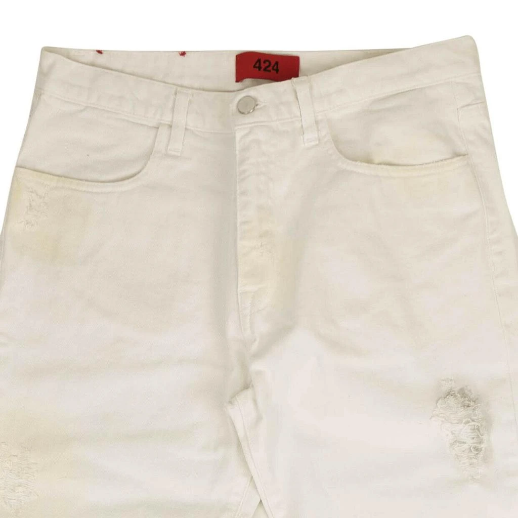 商品424 ON FAIRFAX|424 On Fairfax Distressed Jeans - White,价格¥356,第3张图片详细描述