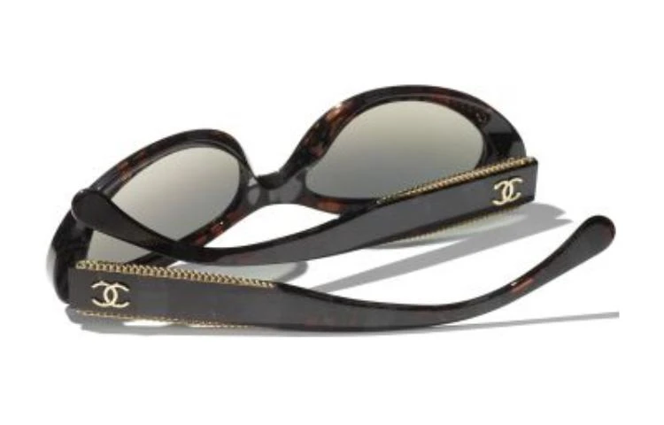 商品[国内直发] Chanel|香奈儿 镜腿Logo装饰 椭圆形 太阳眼镜 女款 棕色,价格¥4133,第7张图片详细描述