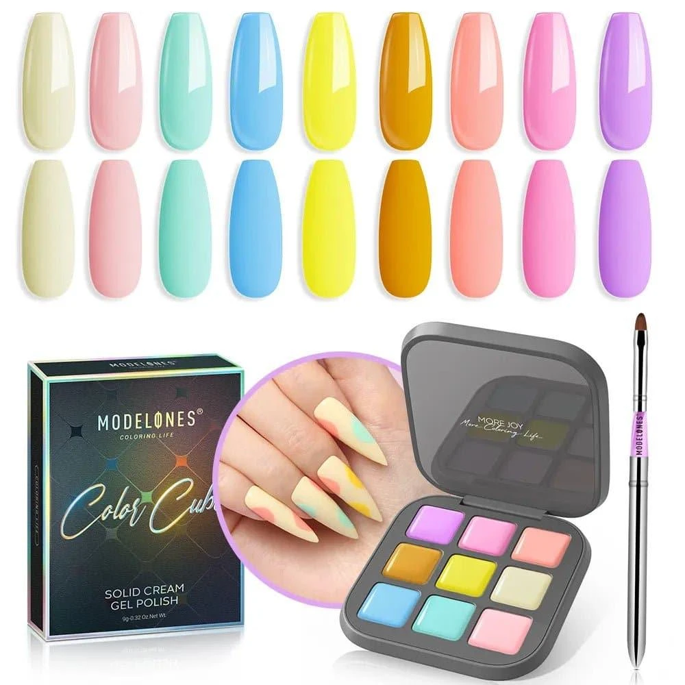 商品[国内直发] MODELONES.com|All About Wagashi - 9 Shades Solid Cream Gel Polish Color Cube,价格¥81,第1张图片