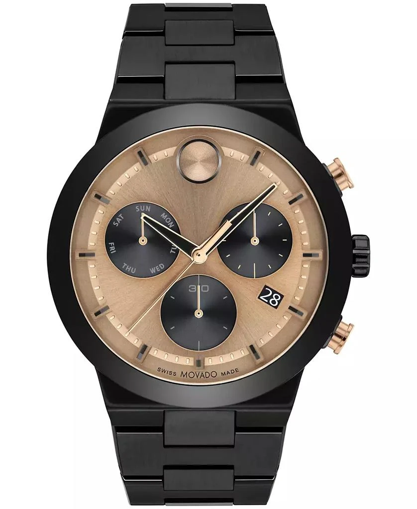 商品Movado|Men's Bold Fusion Swiss Quartz Chronograph Ionic Plated Black Steel Bracelet Watch 44mm,价格¥7408,第1张图片