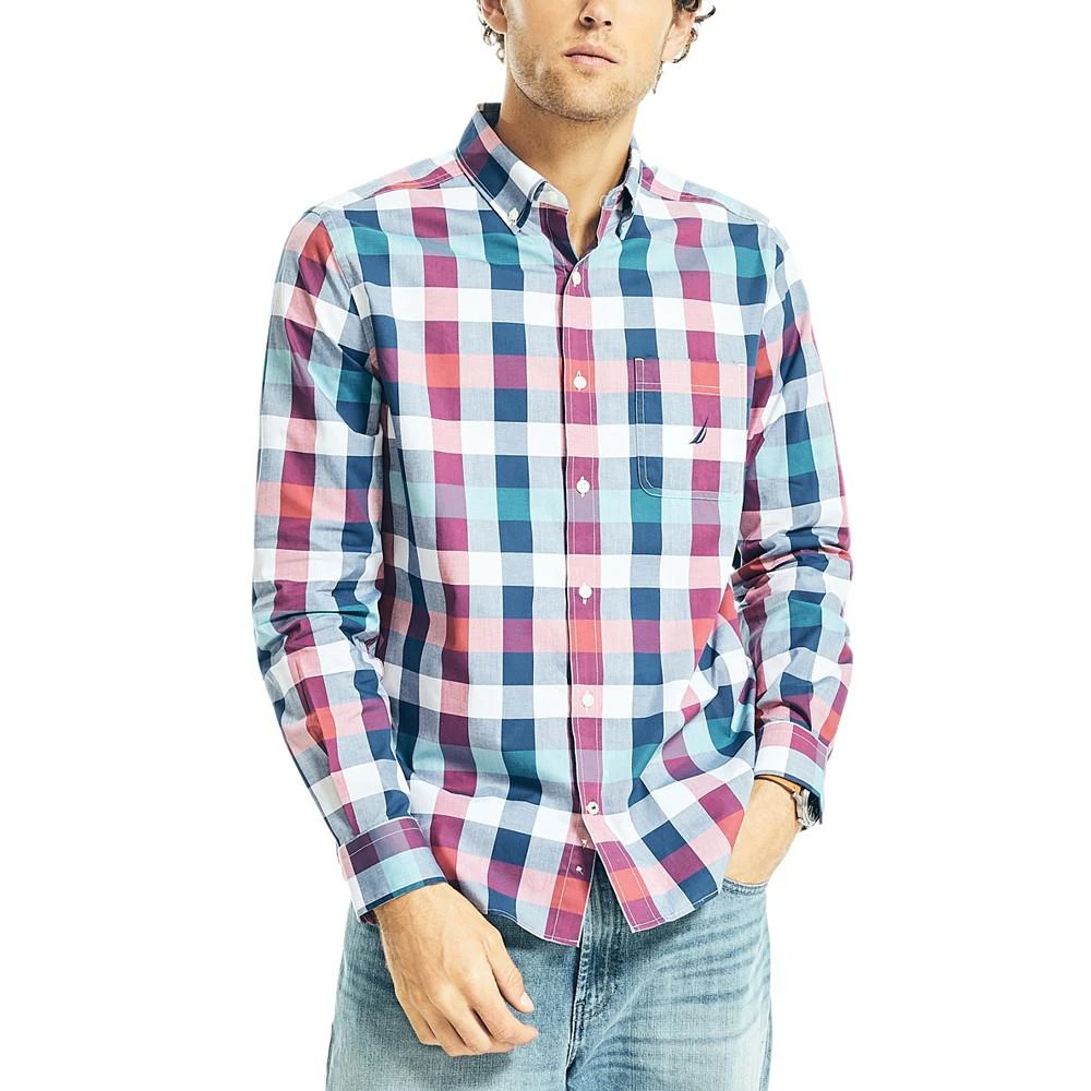 商品Nautica|Men's Classic-Fit Long-Sleeve Stretch Check Shirt,价格¥472,第1张图片