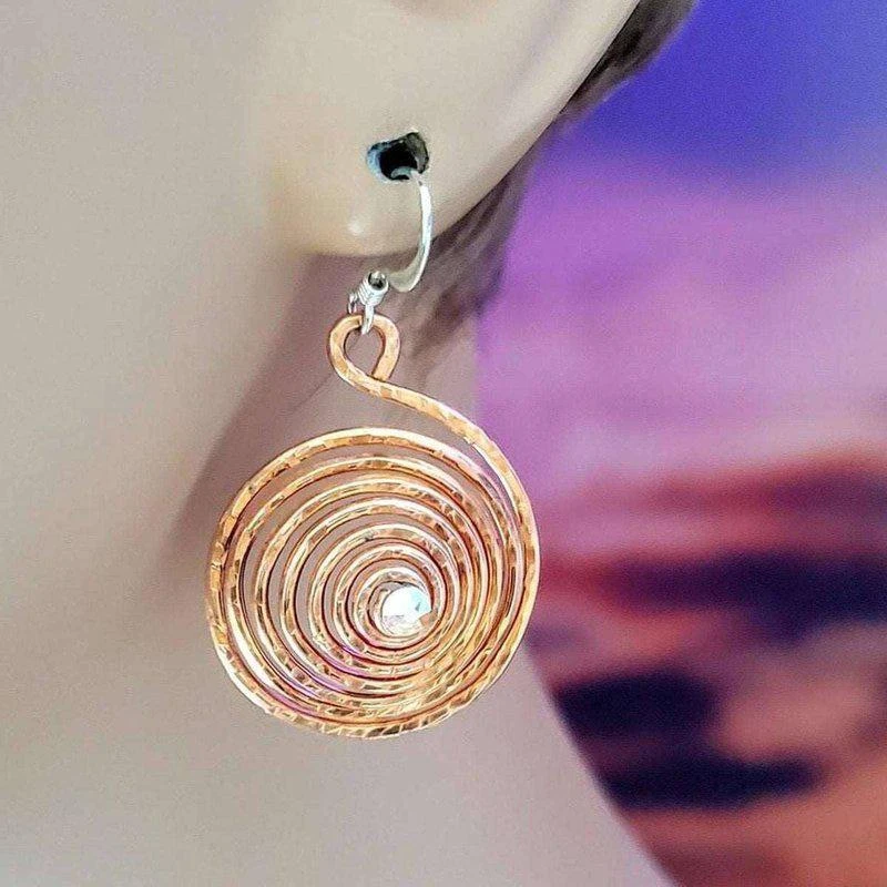 商品Alexa Martha Designs|Copper Crystal Spiral Hoop Earrings,价格¥250,第2张图片详细描述