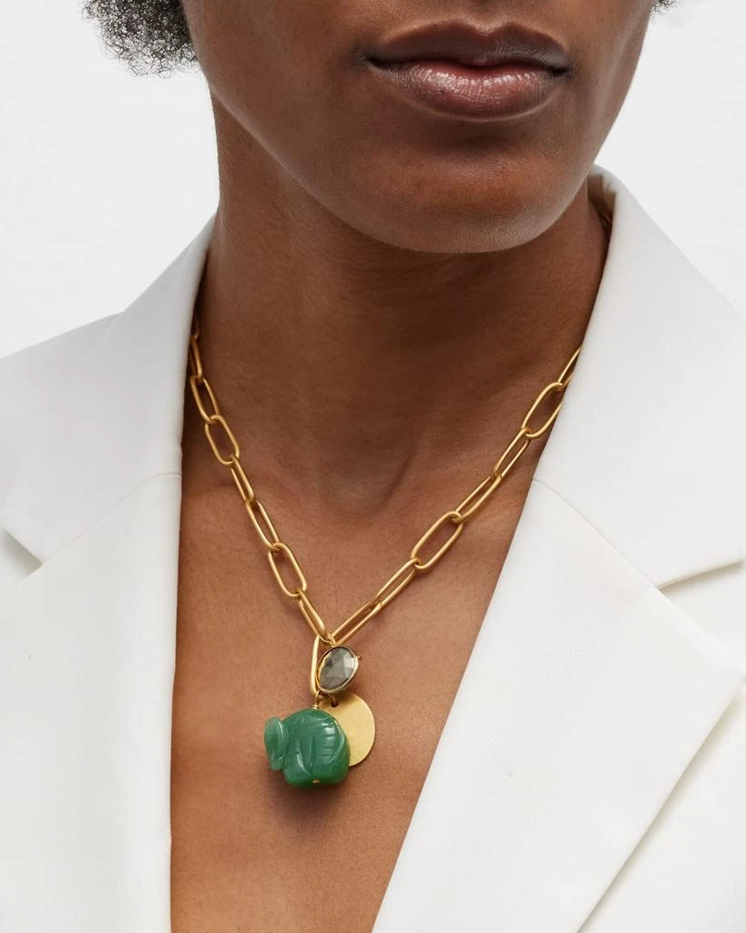商品NEST Jewelry|Carved Jade Elephant Charm Necklace,价格¥1185,第2张图片详细描述