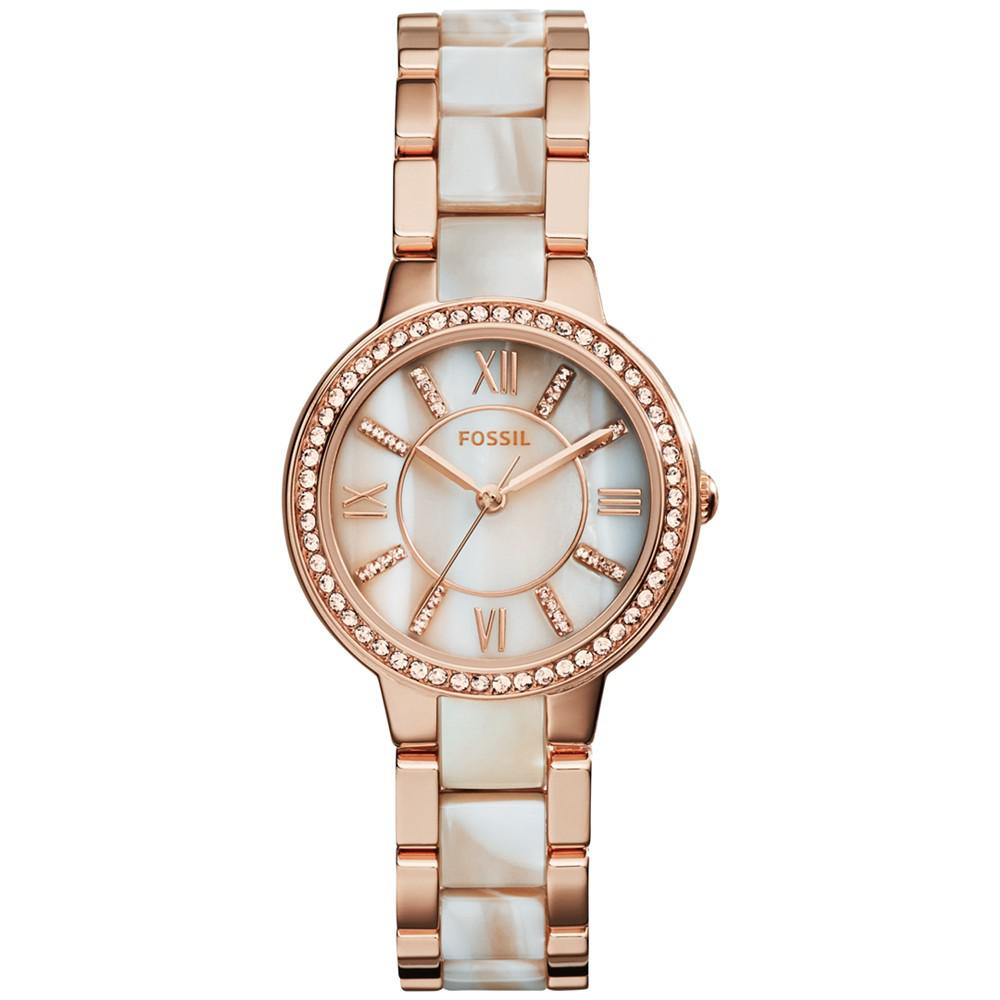 Women's Virginia Shimmer Horn and Rose Gold-Tone Stainless Steel Bracelet Watch 30mm ES3716商品第1张图片规格展示