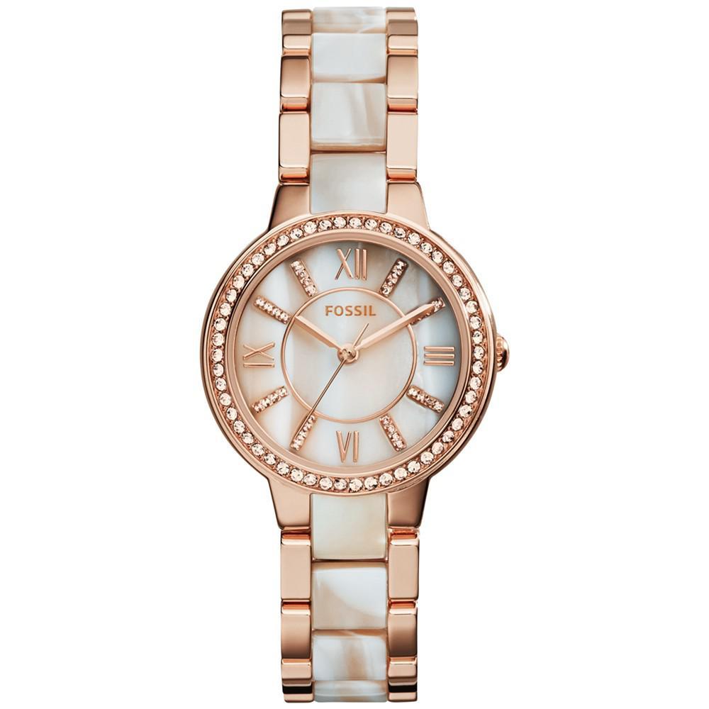 商品Fossil|Women's Virginia Shimmer Horn and Rose Gold-Tone Stainless Steel Bracelet Watch 30mm ES3716,价格¥822,第1张图片