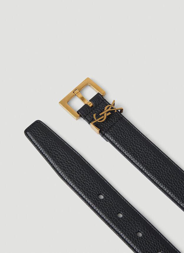 商品Yves Saint Laurent|Square Buckle Monogram Belt in Black,价格¥3598,第4张图片详细描述