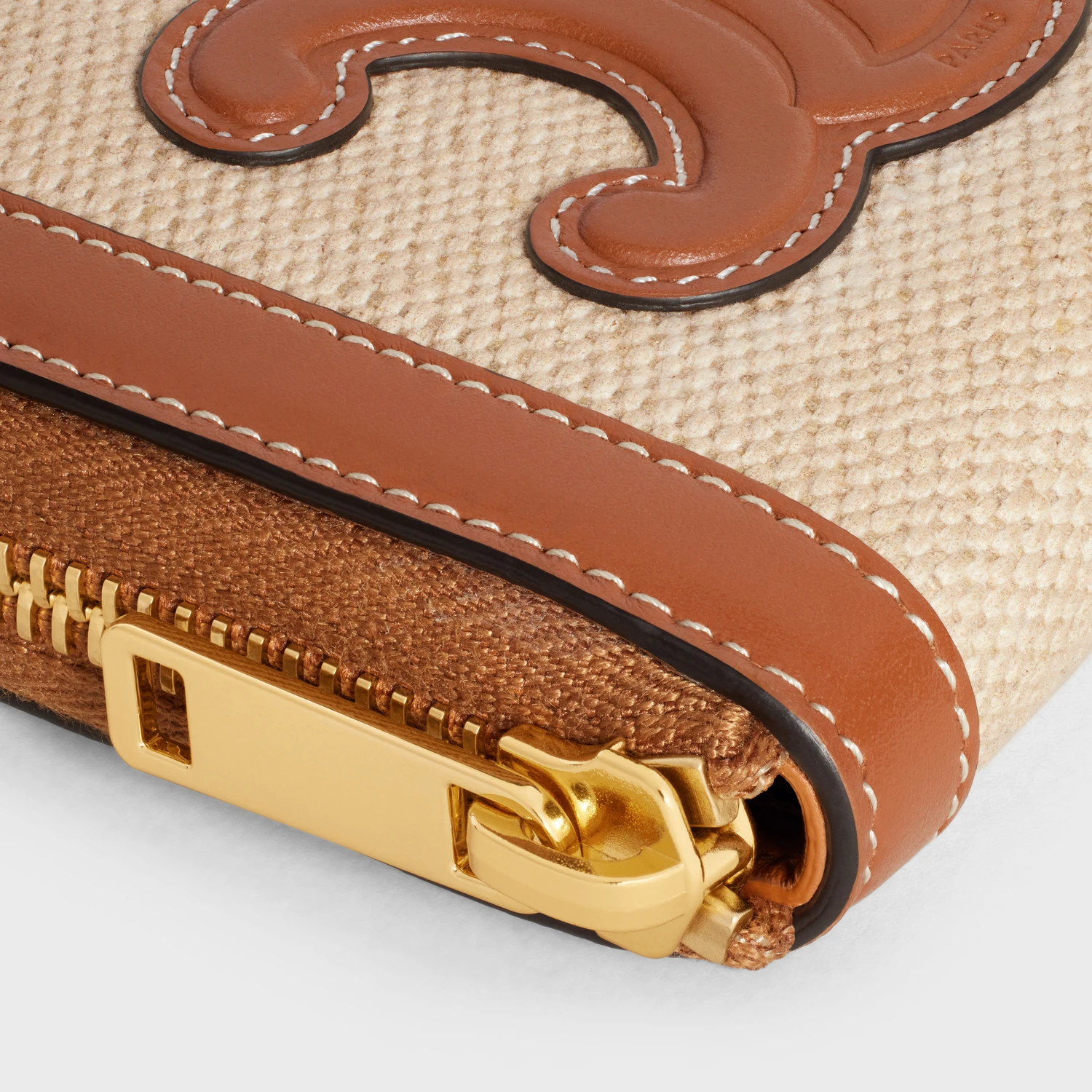 【预售】 赛琳 24秋冬 女士 钱包 COMPACT ZIPPED WALLET CUIR TRIOMPHE IN TEXTILE AND CALFSKIN 10L742FAZ.02NT 商品