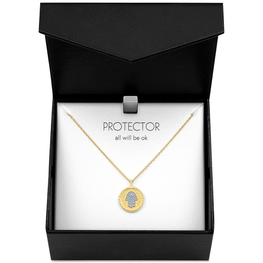 Diamond Accent Hamsa Hand Pendant Necklace in 14k Gold-Plated Sterling Silver, 16" + 2" extender商品第4张图片规格展示
