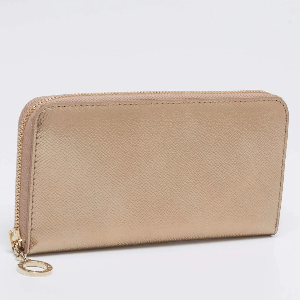商品[二手商品] BVLGARI|Bvlgari Metallic Gold Leather Bvlgari Bvlgari Zip Around Wallet,价格¥1588,第3张图片详细描述