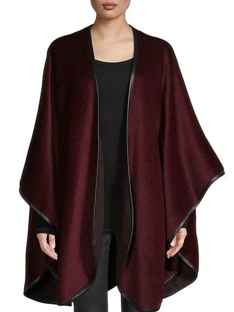 商品Sofia Cashmere|Leather-Trim Baby Alpaca U-Cape,价格¥3028,第3张图片详细描述