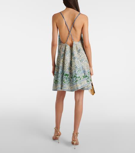 【 Zimmermann】リネン フローラル ハリデイドレス☆関税込 Zimmermann Eden Paisley Linen & Silk Belted Minidress | Saks