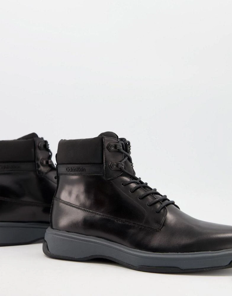 商品Calvin Klein|Calvin Klein phyfe lace up boots in black leather,价格¥688,第1张图片