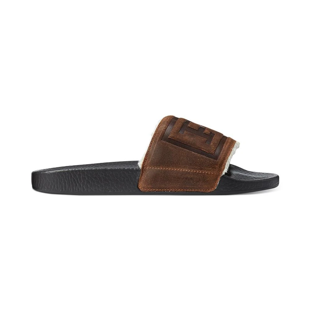 商品Ralph Lauren|Men's Suede & Sherpa-Lined Logo Slide Sandals,价格¥209,第2张图片详细描述