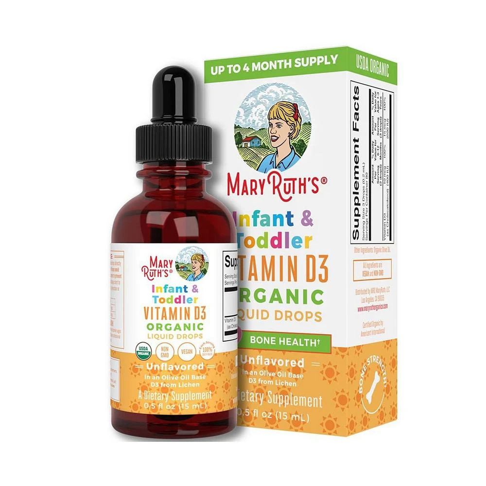 商品MaryRuth Organics|Infant Toddler Vitamin D3 Liquid, Unflavored, 0.5oz,价格¥164,第1张图片