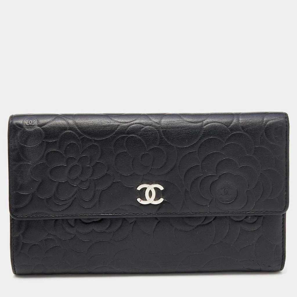 商品[二手商品] Chanel|Chanel Black Leather Camellia Flap Wallet,价格¥2096,第1张图片