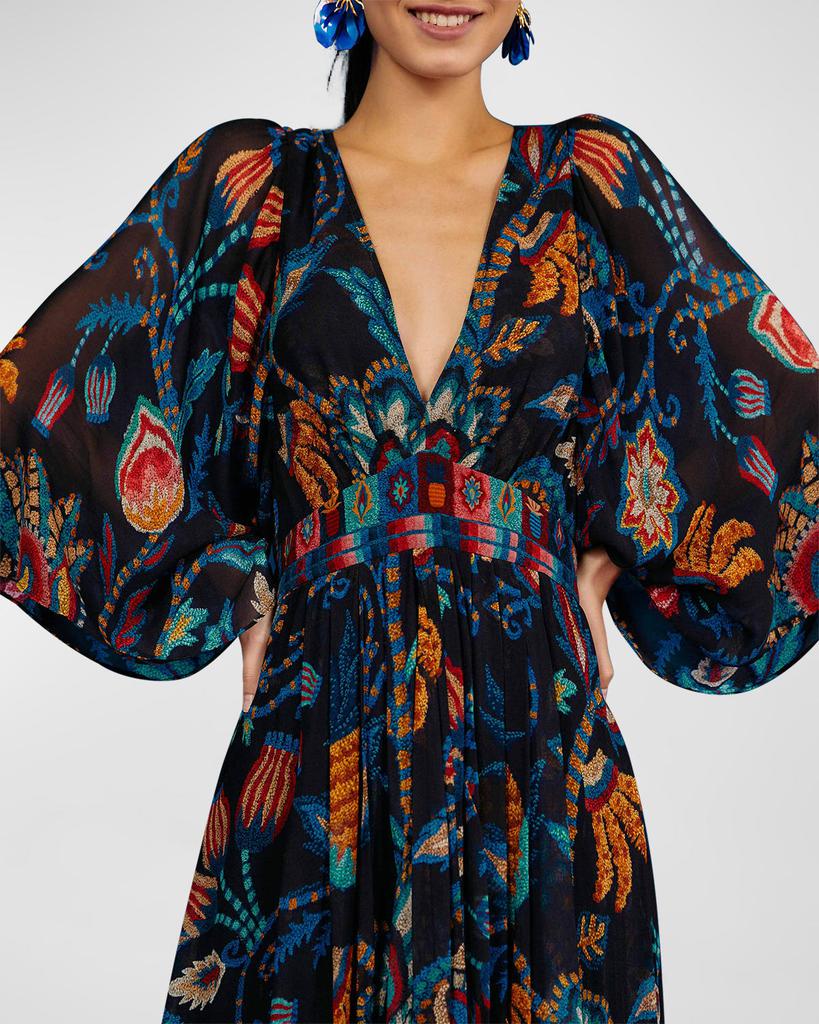 Sunset Tapestry Asymmetric-Hem Kaftan Maxi Dress商品第2张图片规格展示