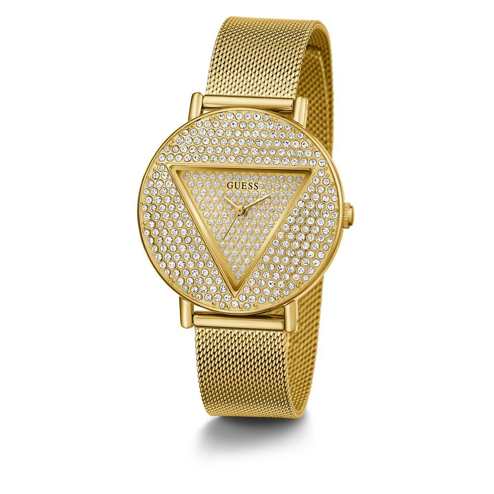 商品GUESS|Women's Glitz Gold-tone Stainless Steel Mesh Watch 36mm,价格¥494,第3张图片详细描述