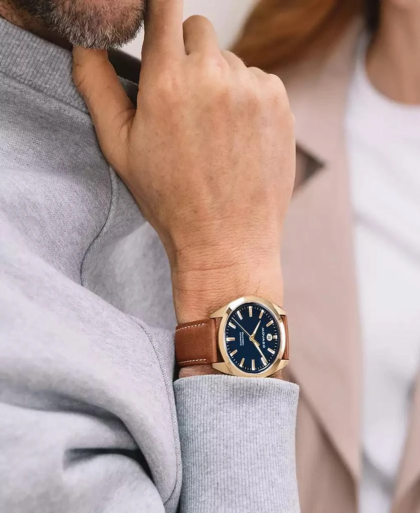 商品Movado|Men's Heritage Datron Swiss Automatic Cognac Genuine Leather Strap Watch 40mm,价格¥6578,第4张图片详细描述