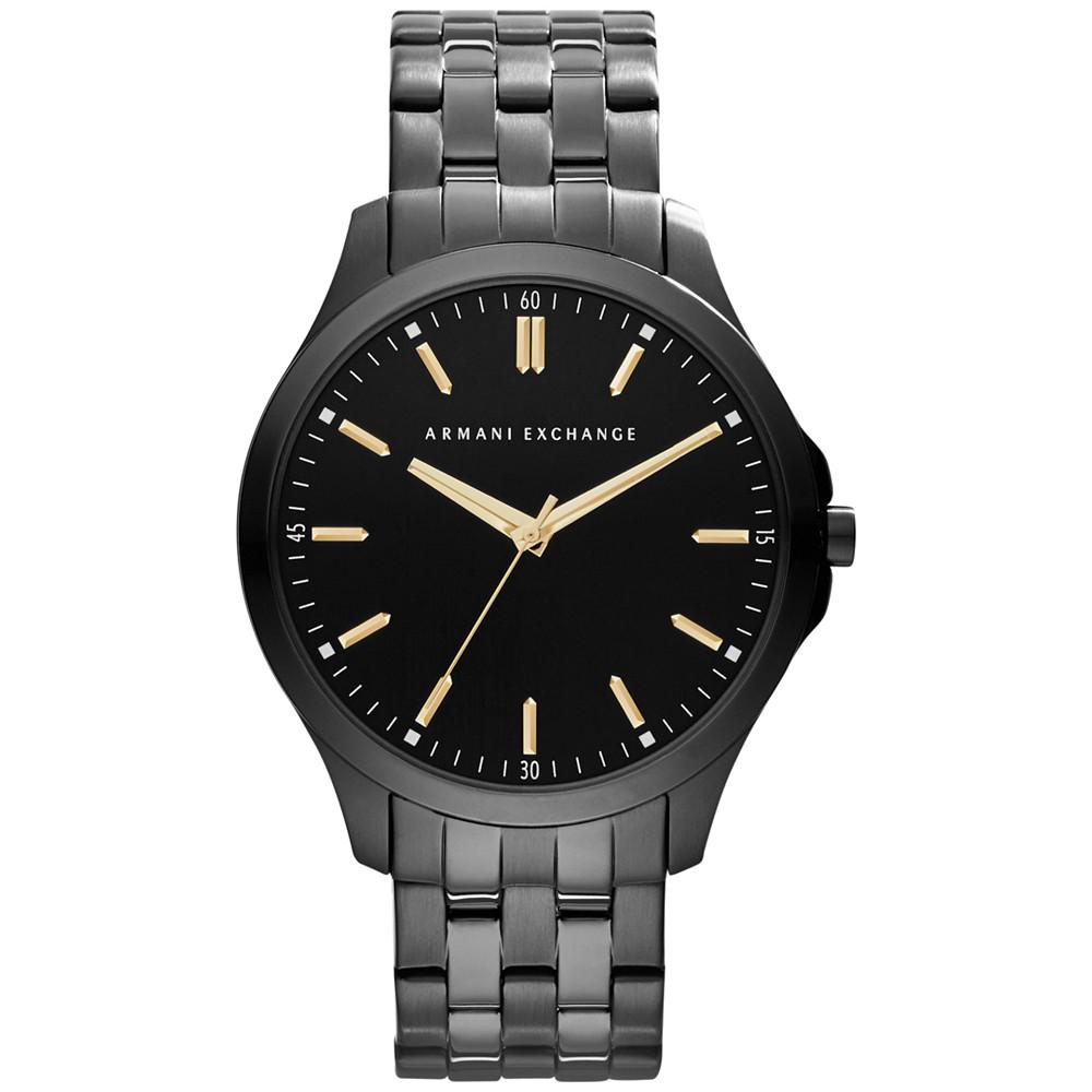 Men's Black Ion-Plated Stainless Steel Bracelet Watch 45mm AX2144商品第1张图片规格展示