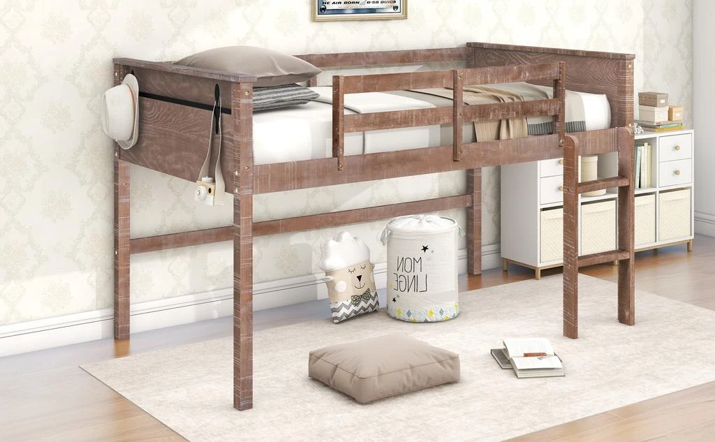 商品Simplie Fun|Wood Twin Size Loft Bed,价格¥3461,第4张图片详细描述