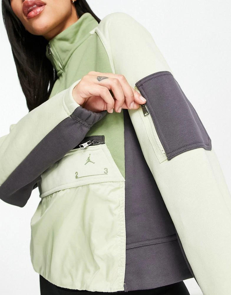 商品Jordan|Jordan 23E fleece quarter zip sweatshirt in green mix,价格¥479,第3张图片详细描述