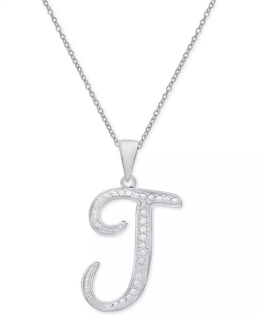 商品Macy's|Diamond Accent Script 18" Initial Pendant Necklace in Silver Plate, Gold Plate & Rose Gold Plate,价格¥178,第1张图片