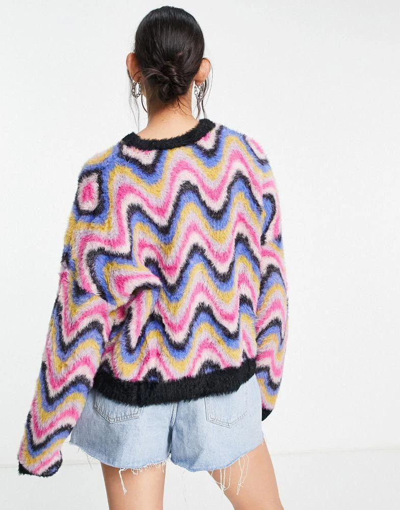 商品The Ragged Priest|The Ragged Priest fluffy knitted jumper in rainbow wave,价格¥263,第2张图片详细描述