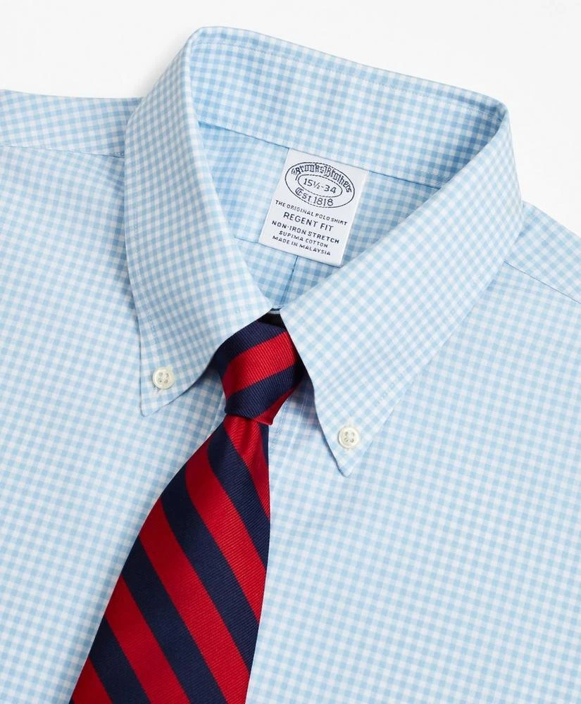 商品Brooks Brothers|Stretch Regent Regular-Fit  Dress Shirt, Non-Iron Poplin Button-Down Collar Gingham,价格¥472,第2张图片详细描述