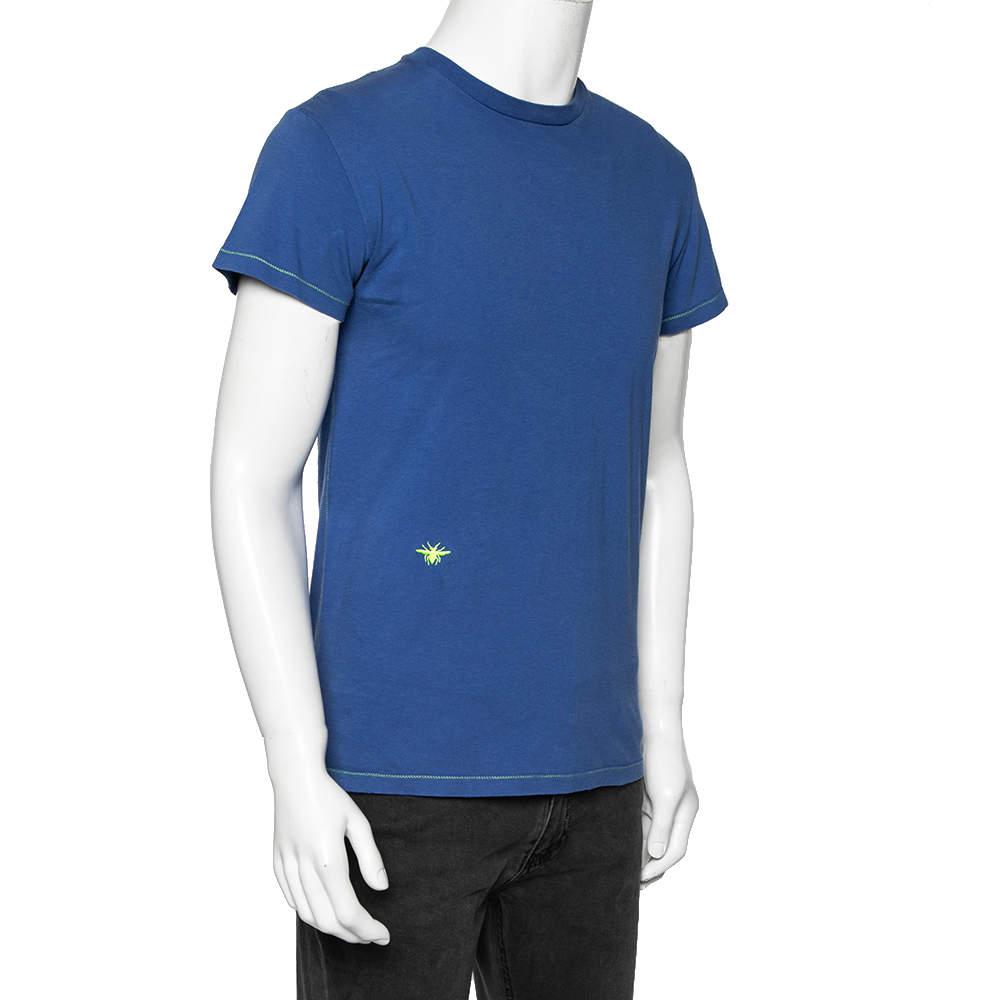 Dior Blue Cotton Crew Neck Short Sleeve T-Shirt XS商品第2张图片规格展示