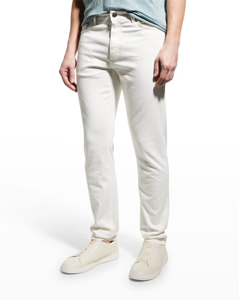 Men's Solid Cotton-Stretch Denim Trousers商品第1张图片规格展示