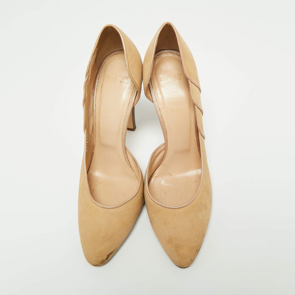 Bally Light Brown Nubuck Leather D'orsay Pointed Toe Pumps Size 39.5商品第3张图片规格展示