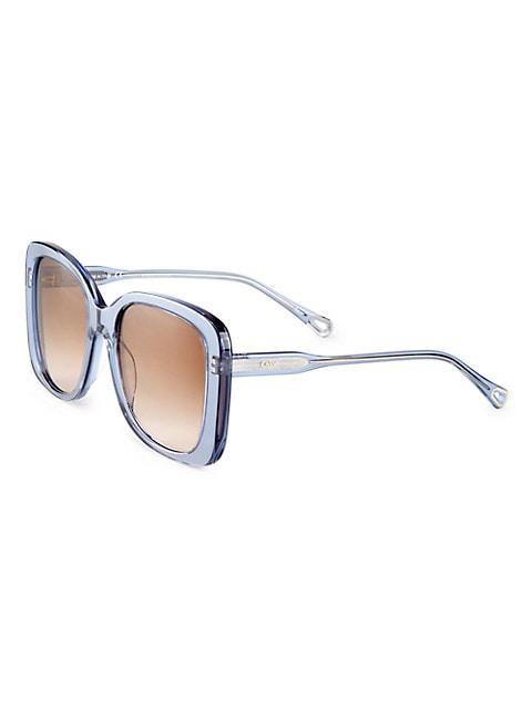 商品Chloé|Xena 55MM Rectangular Bio Acetate Sunglasses,价格¥2062,第4张图片详细描述