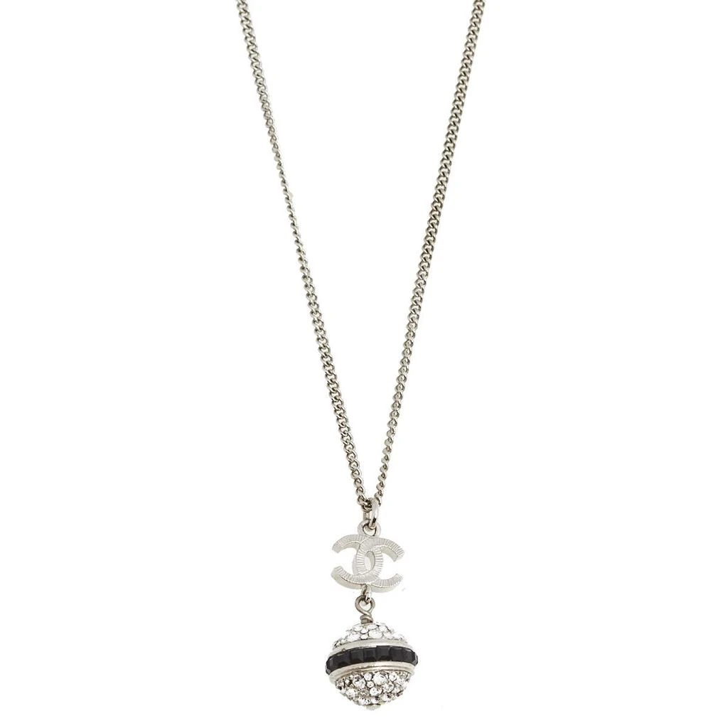 商品[二手商品] Chanel|Chanel CC Silver Tone Metal Crystal Ball Pendant Necklace,价格¥6104,第1张图片