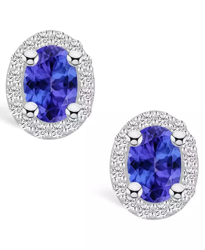 商品Macy's|Tanzanite (7/8 Ct. t.w.) and Diamond (1/4 Ct. t.w.) Halo Stud Earrings,价格¥7329,第3张图片详细描述