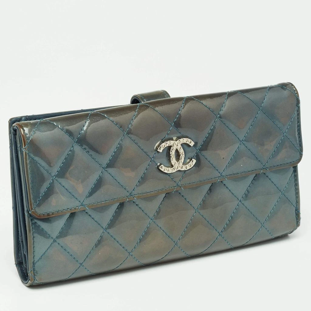 商品[二手商品] Chanel|Chanel Green Quilted Patent Leather CC Flap Continental Wallet,价格¥4331,第4张图片详细描述