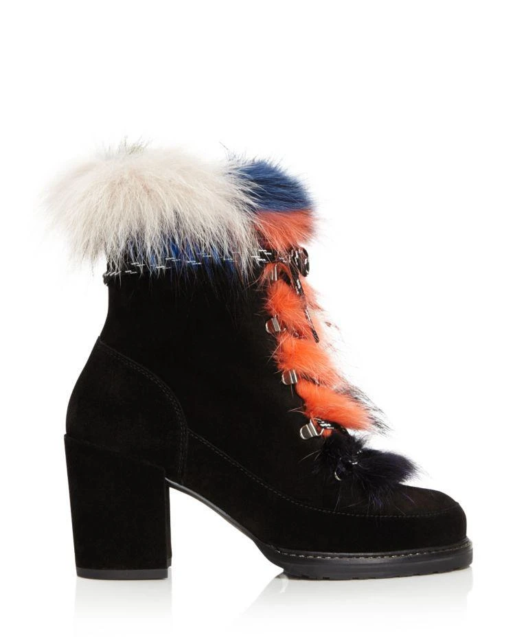 商品Stuart Weitzman|Women's Yukon Mink Fur and Suede Lace Up Booties,价格¥2088,第2张图片详细描述