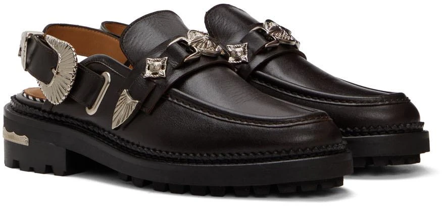 商品Toga Pulla|SSENSE Exclusive Brown Leather Slingback Loafers,价格¥1708,第4张图片详细描述