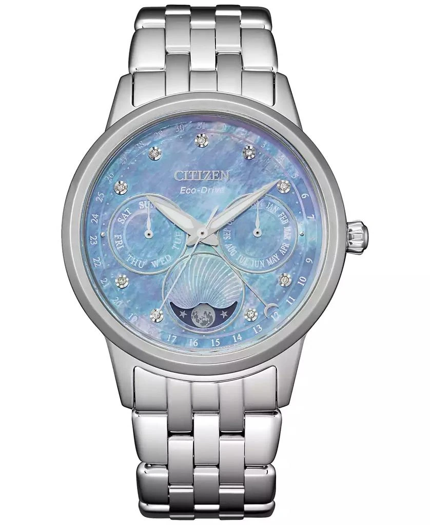 商品Citizen|Women's Calendrier Diamond Accent Stainless Steel Bracelet Watch 37mm,价格¥2726,第1张图片