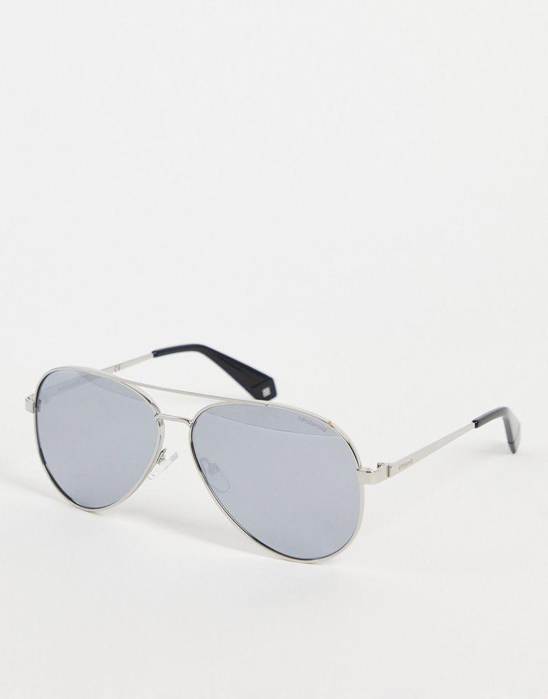 Polaroid aviator sunglasses in silver商品第1张图片规格展示