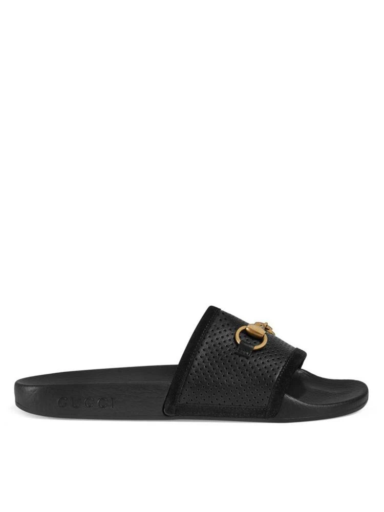 商品Gucci|Pursuit Horsebit Leather Slides,价格¥3614,第2张图片详细描述